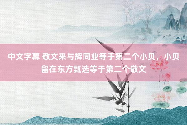 中文字幕 敬文来与辉同业等于第二个小贝，小贝留在东方甄选等于第二个敬文