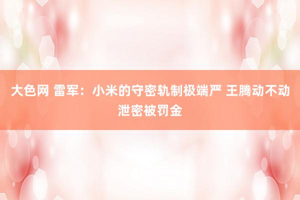 大色网 雷军：小米的守密轨制极端严 王腾动不动泄密被罚金