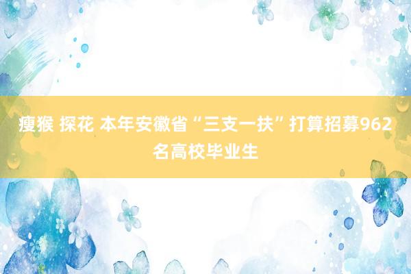 瘦猴 探花 本年安徽省“三支一扶”打算招募962名高校毕业生