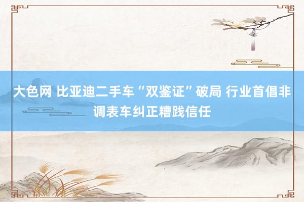 大色网 比亚迪二手车“双鉴证”破局 行业首倡非调表车纠正糟践信任
